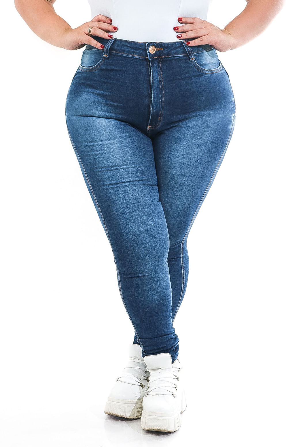 Calça Jeans Plus Size Skinny com elastano tamanhos 46 ao 60 (1003)