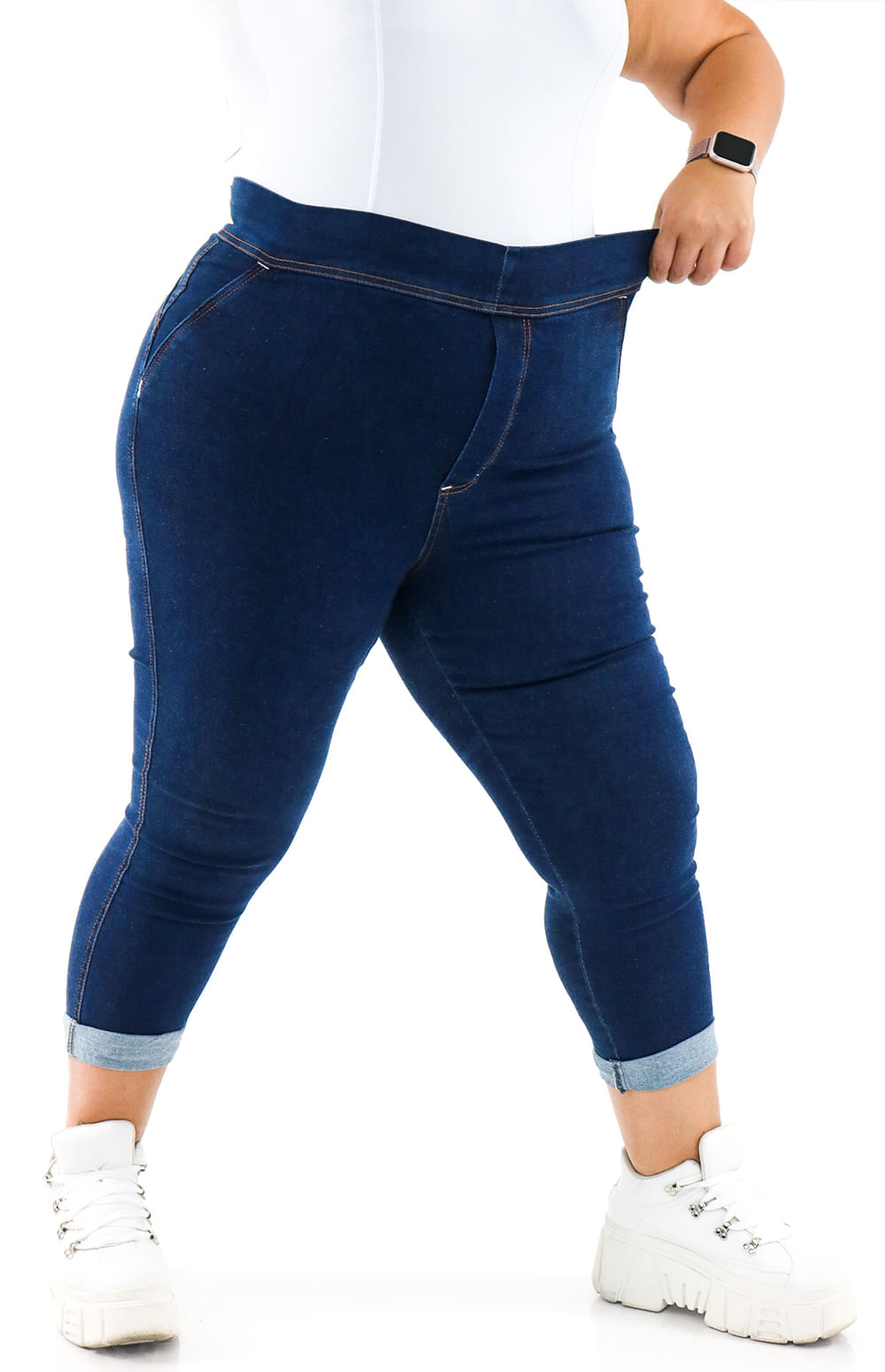 Calça Jeans Plus Size - Extreme Power Comfy Capri Blue