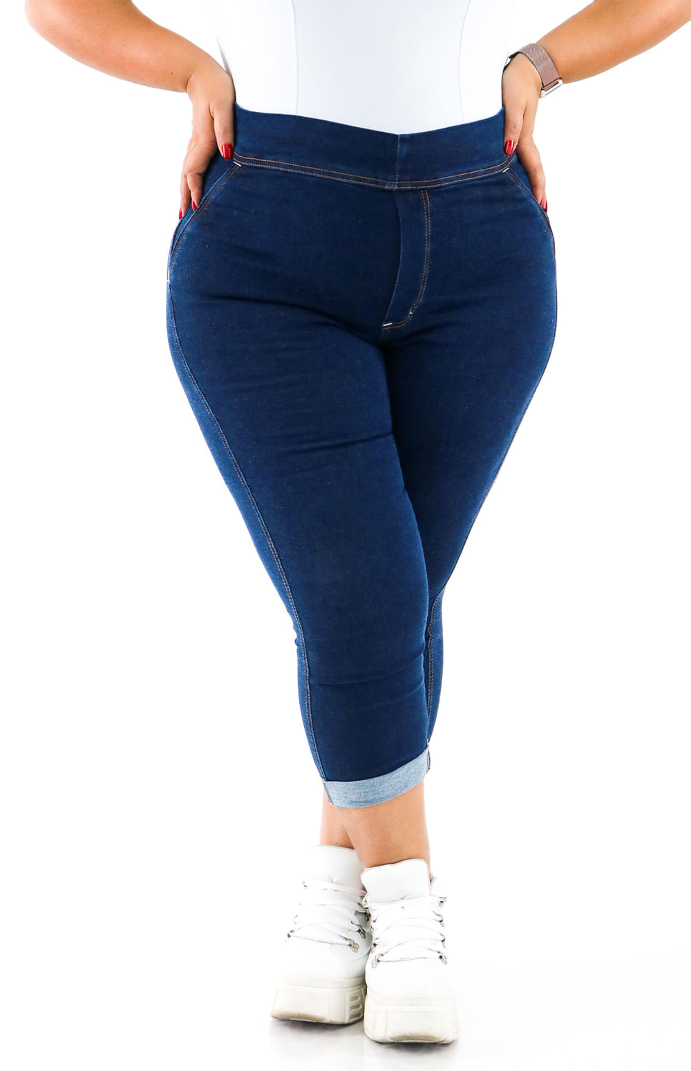 Calça Jeans Plus Size - Extreme Power Comfy Capri Blue