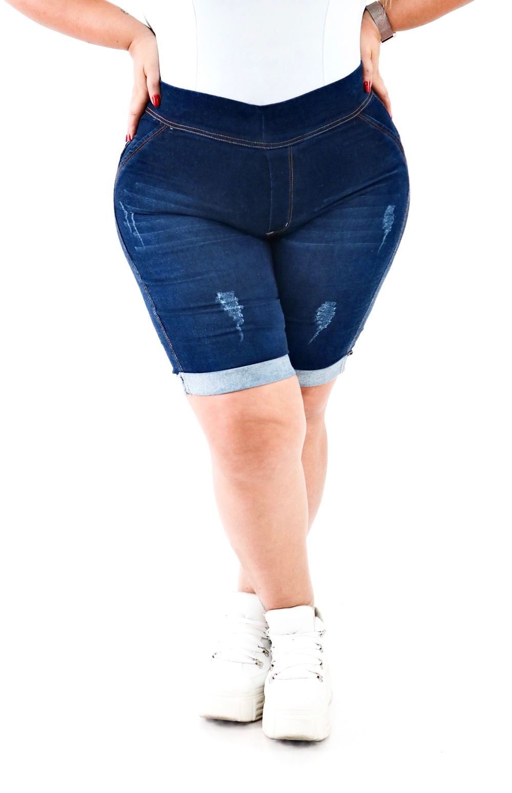 Bermuda jeans hotsell ciclista plus size