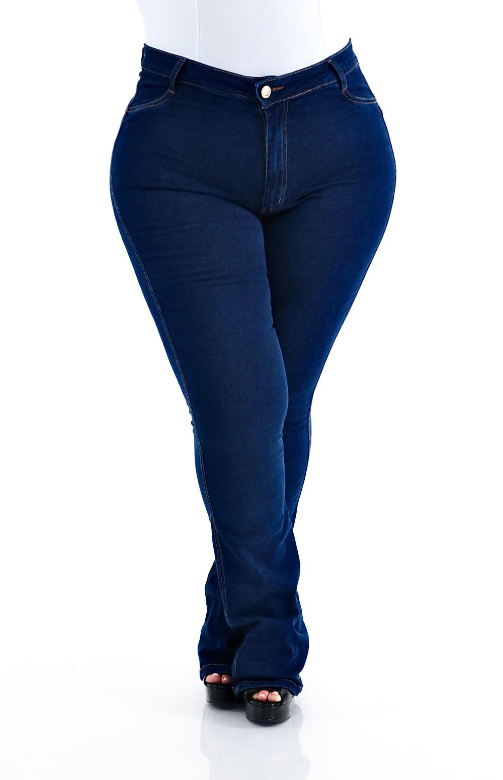 Calca Jeans Feminina Plus Size Premium Lycra Cintura Alta - Panuse
