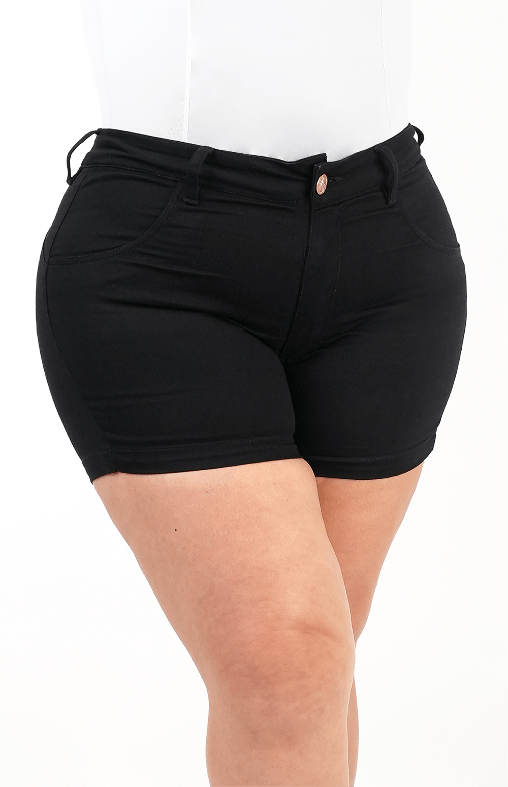 Shorts jeans preto plus hot sale size