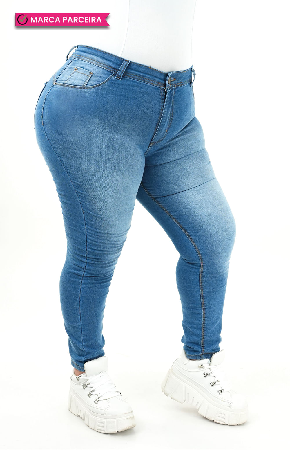 Calça Jeans Plus Size - Azul médio Nova